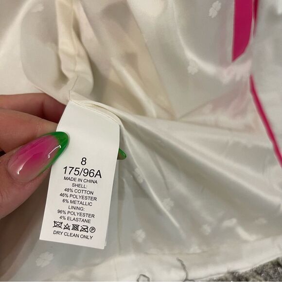 Kate Spade Gray Tweed Metallic Blazer with Fringe Trim - Picture 7 of 11